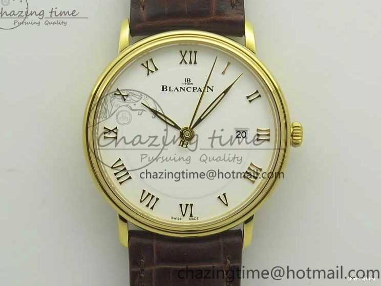 0318 WellDesigned Villeret 6651 YG ZF 1:1 Best Edition White Dial on Brown Leather Strap A 8000